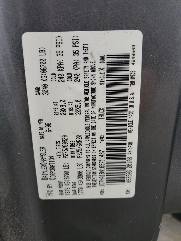 2006 Dodge Ram 1500 St VIN: 1D7HA18N16S711487 Lot: 90697215