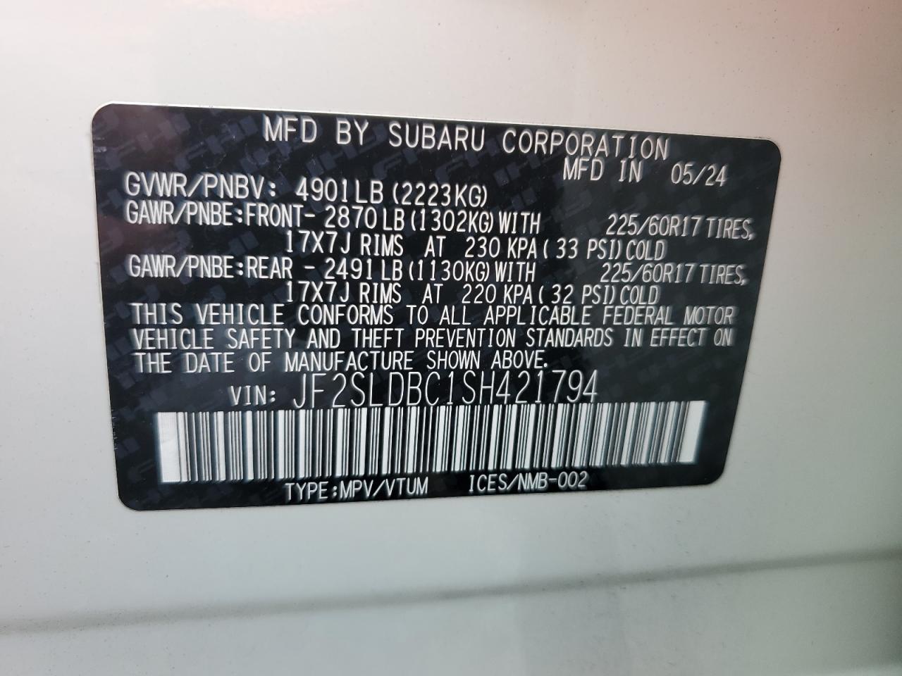 2025 Subaru Forester Premium VIN: JF2SLDBC1SH421794 Lot: 85643035