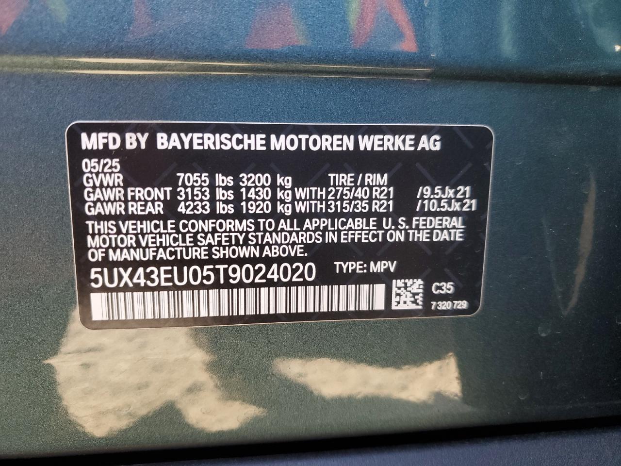 2026 BMW X5 xDrive50E VIN: 5UX43EU05T9024020 Lot: 84985935