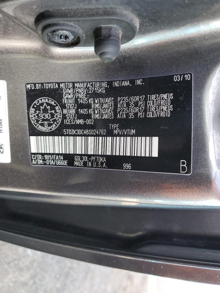 2011 Toyota Sienna VIN: 5TDZK3DC4BS024762 Lot: 80646665