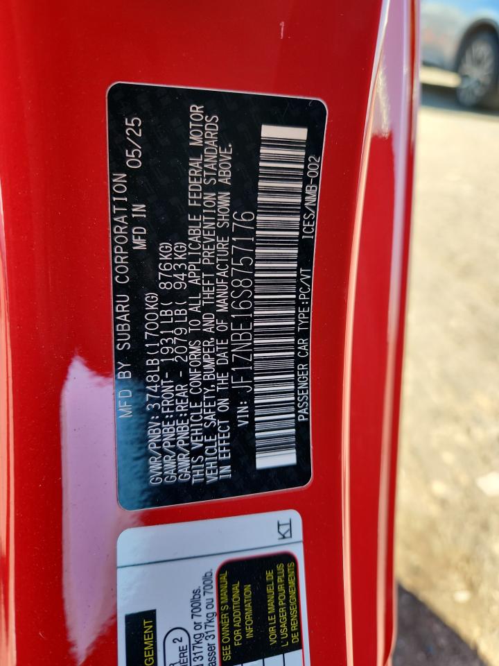 2025 Toyota Gr 86 Premium VIN: JF1ZNBE16S8757176 Lot: 87108605