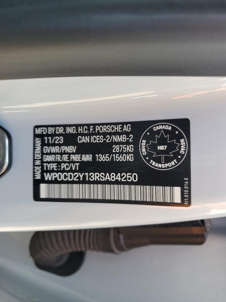2024 Porsche Taycan Gts Sport Turismo VIN: WP0CD2Y13RSA84250 Lot: 86304825