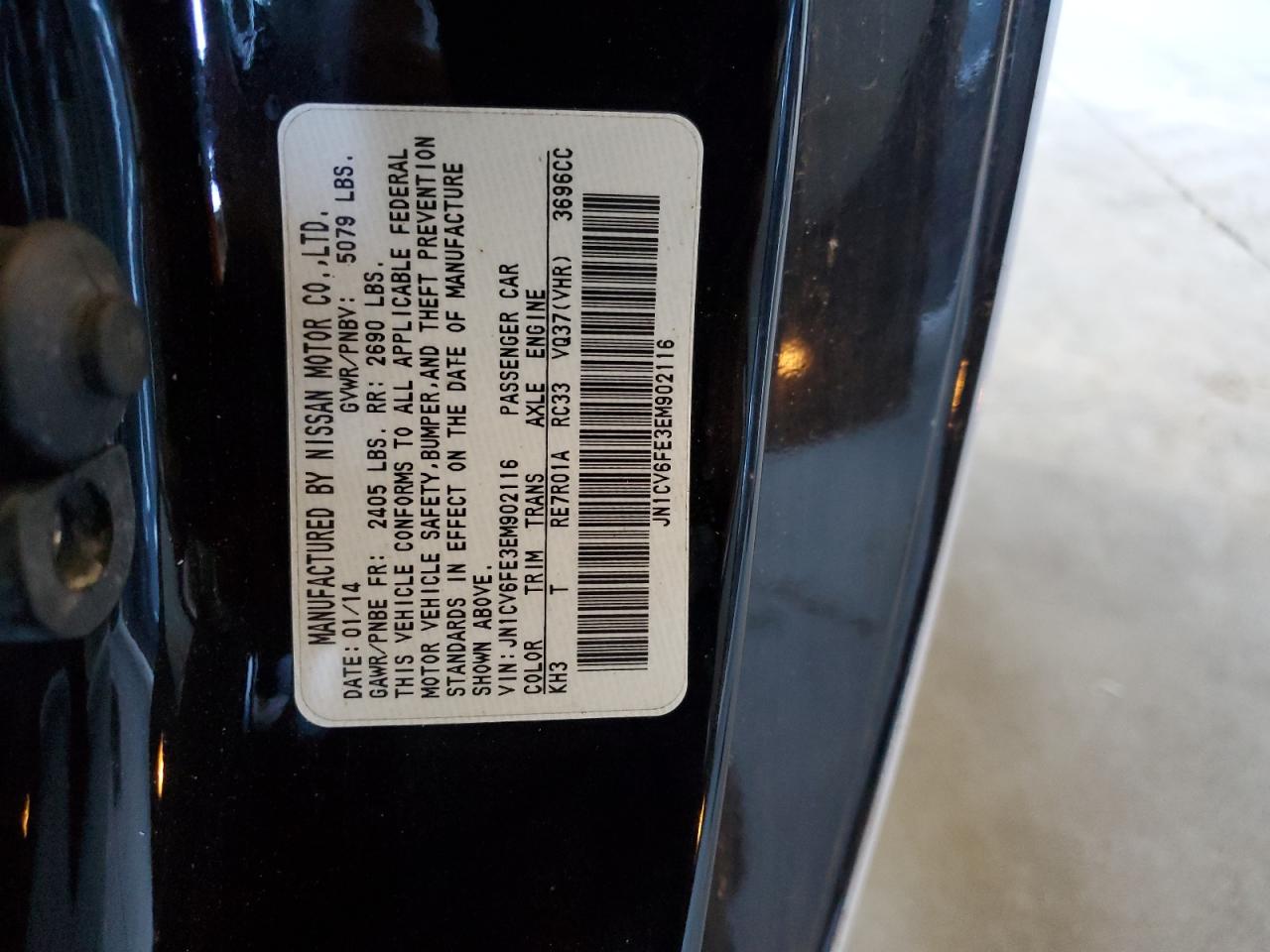 2014 Infiniti Q60 Base VIN: JN1CV6FE3EM902116 Lot: 85374675