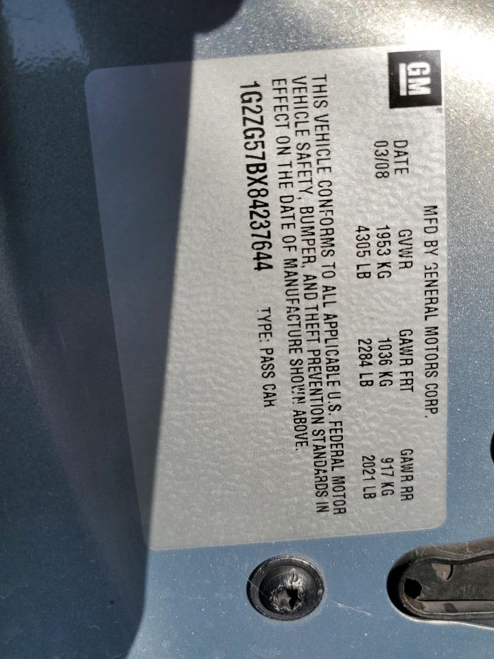 2008 Pontiac G6 Base VIN: 1G2ZG57BX84237644 Lot: 82659875