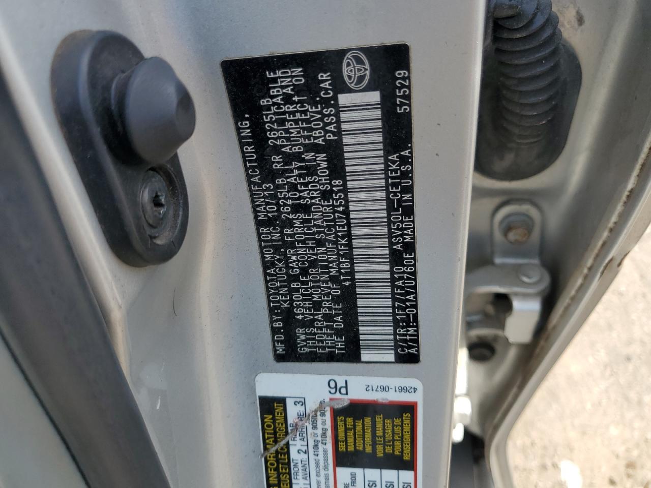 2014 Toyota Camry L VIN: 4T1BF1FK1EU745518 Lot: 84914205