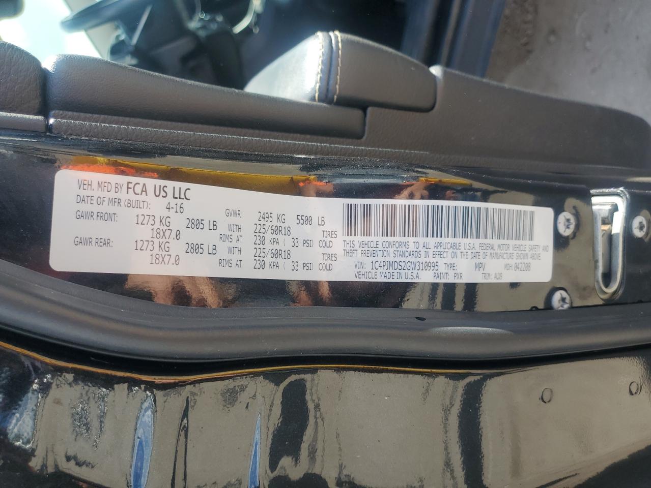 2016 Jeep Cherokee Limited VIN: 1C4PJMDS2GW310995 Lot: 84621625