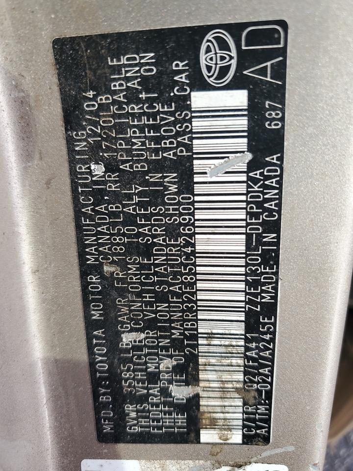 2005 Toyota Corolla Ce VIN: 2T1BR32E85C426900 Lot: 86664975