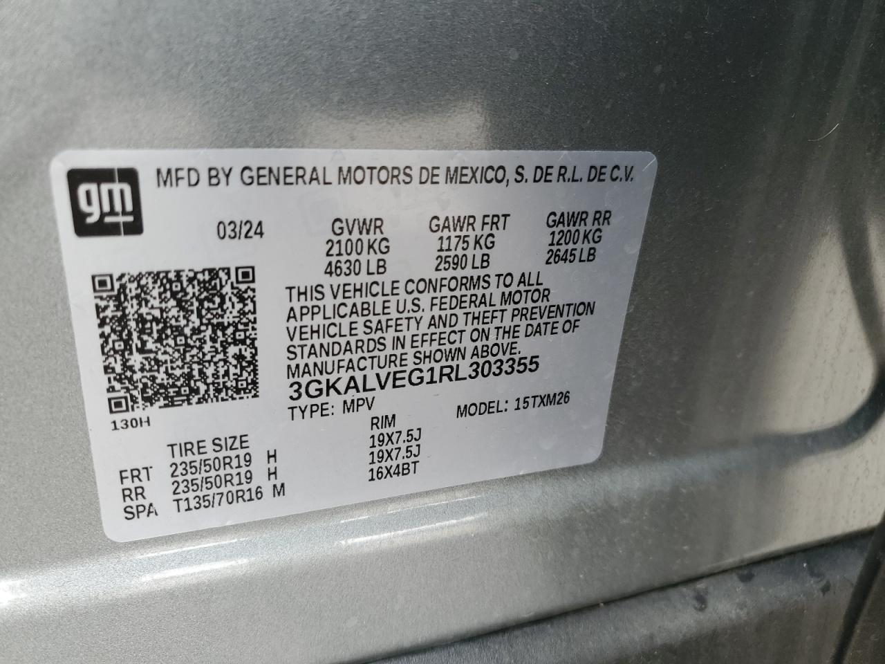 2024 GMC Terrain Slt VIN: 3GKALVEG1RL303355 Lot: 90643065