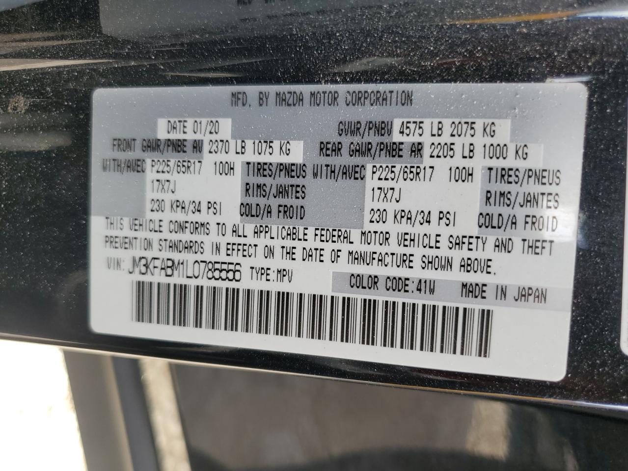 2020 Mazda Cx-5 Sport VIN: JM3KFABM1L0785556 Lot: 86149695