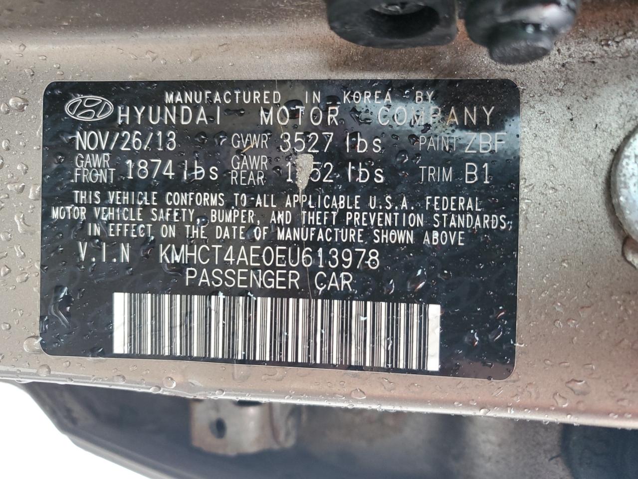 2014 Hyundai Accent Gls VIN: KMHCT4AE0EU613978 Lot: 82322635