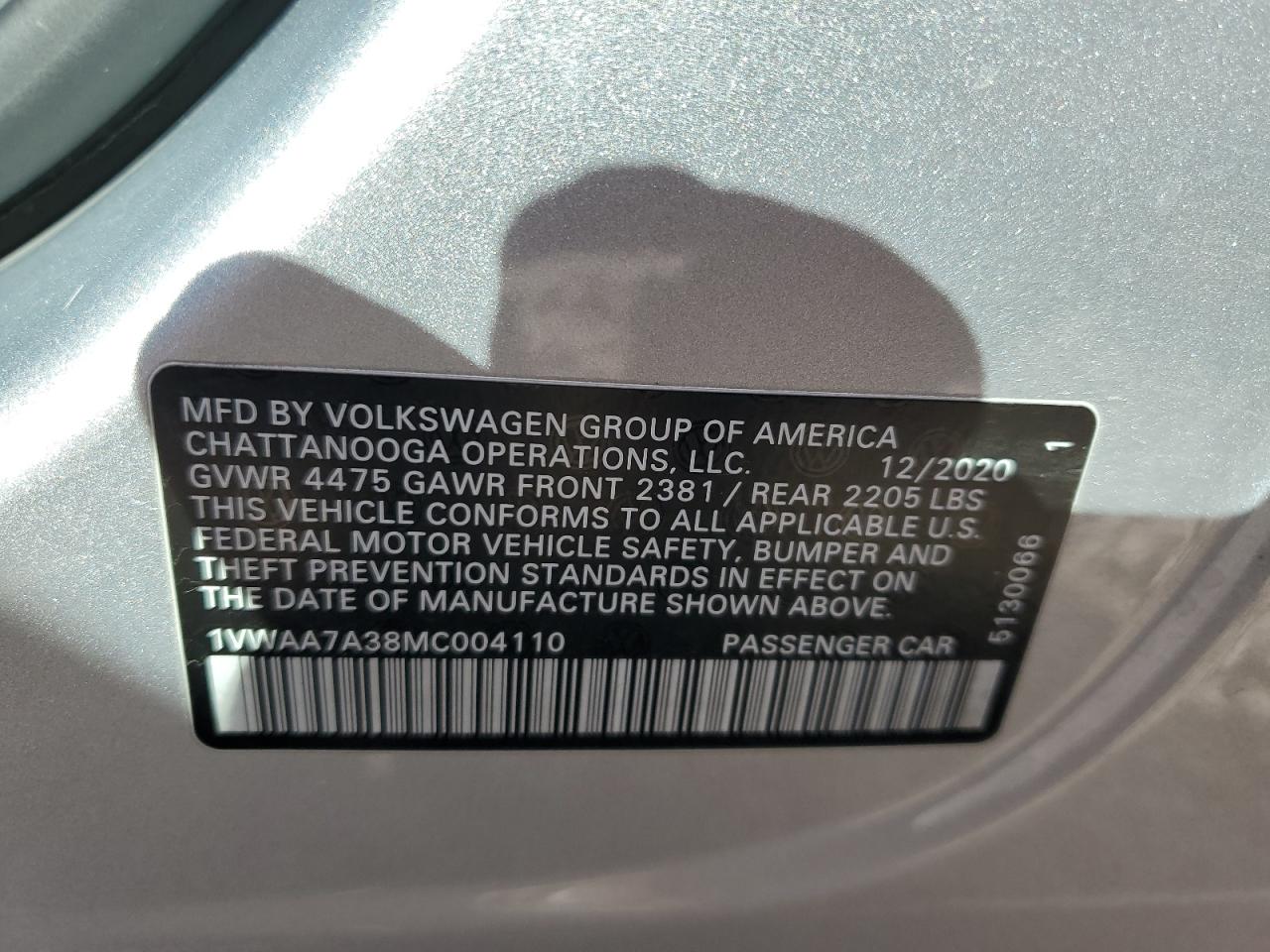 2021 Volkswagen Passat S VIN: 1VWAA7A38MC004110 Lot: 82178765