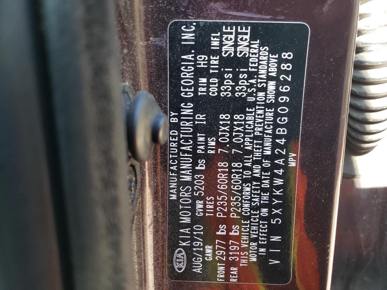 2011 Kia Sorento Sx VIN: 5XYKW4A24BG096288 Lot: 86250935