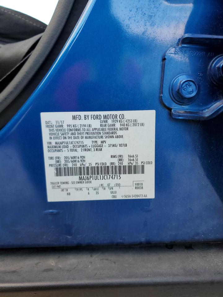 2018 Ford Ecosport Se VIN: MAJ6P1UL1JC174715 Lot: 82478885