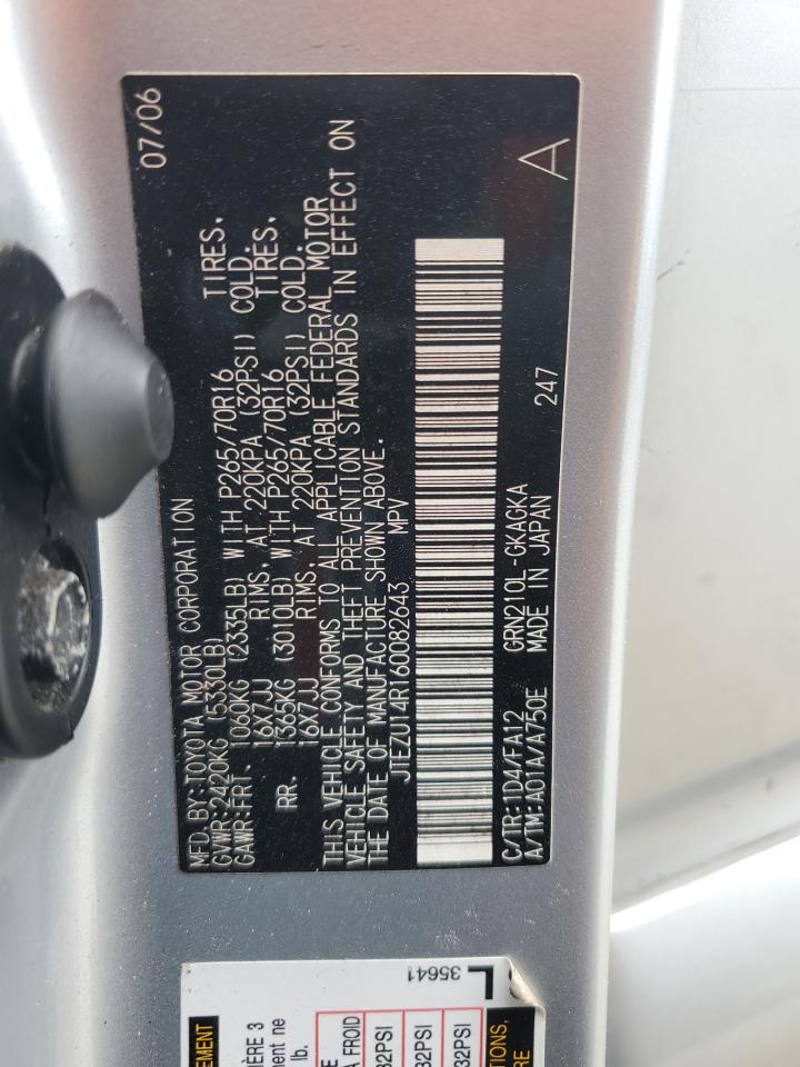 2006 Toyota 4Runner Sr5 VIN: JTEZU14R160082643 Lot: 84653185