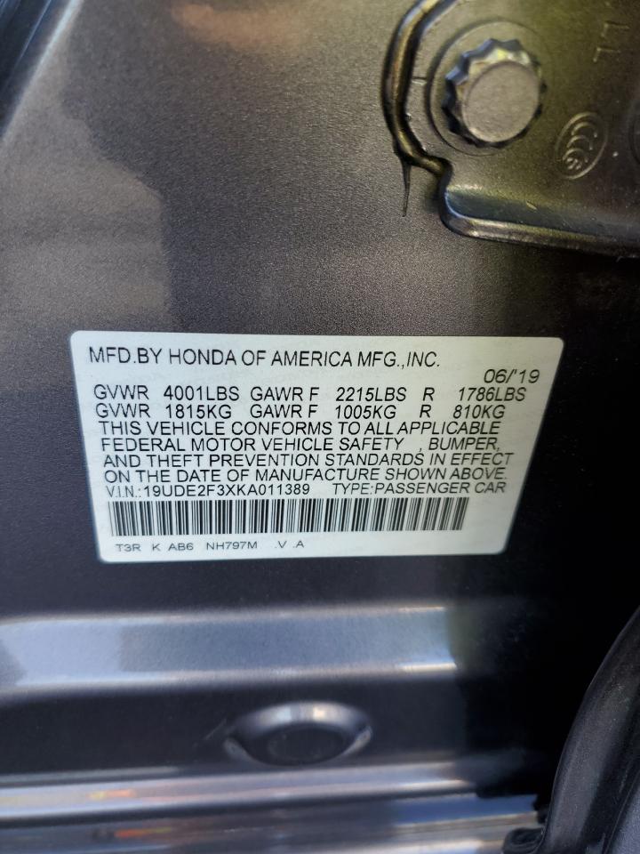 2019 Acura Ilx VIN: 19UDE2F3XKA011389 Lot: 90312285