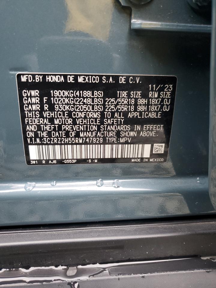 2024 Honda Hr-V Sport VIN: 3CZRZ2H55RM747929 Lot: 85096685