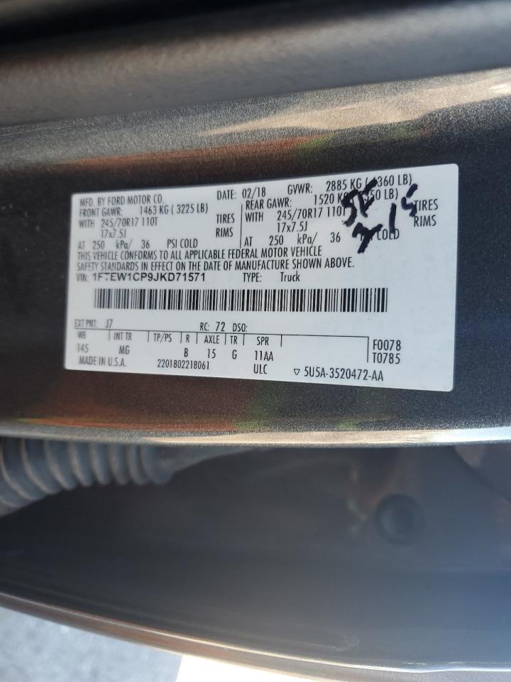 2018 Ford F150 Supercrew VIN: 1FTEW1CP9JKD71571 Lot: 86513875