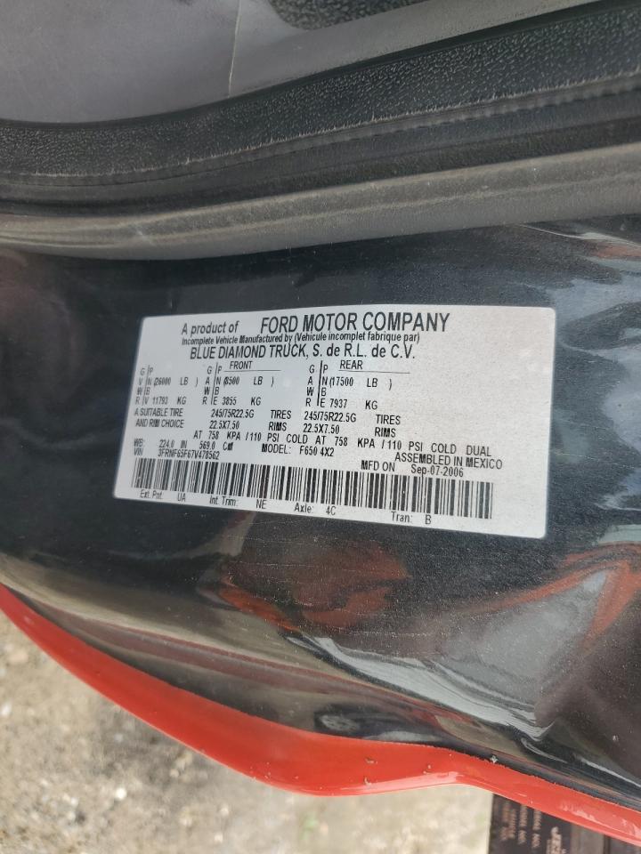 2007 Ford F650 Super Duty VIN: 3FRNF65F67V478562 Lot: 84398515