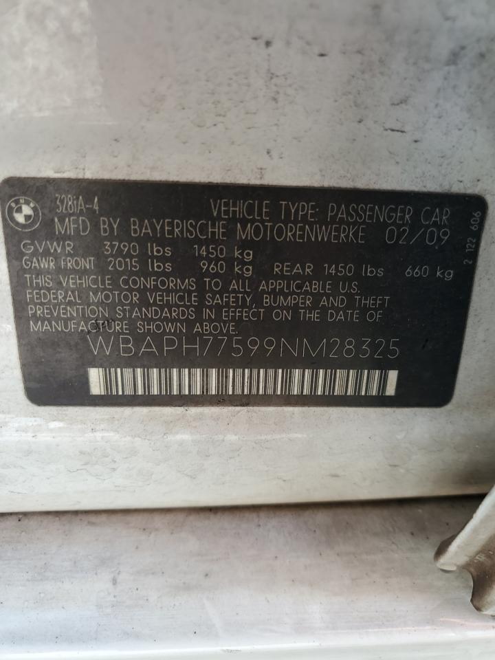2009 BMW 328 I VIN: WBAPH77599NM28325 Lot: 85490975