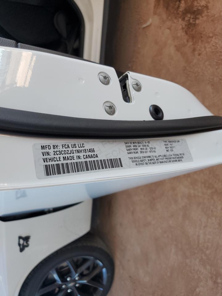 2022 Dodge Challenger Gt VIN: 2C3CDZJG1NH181456 Lot: 87466385