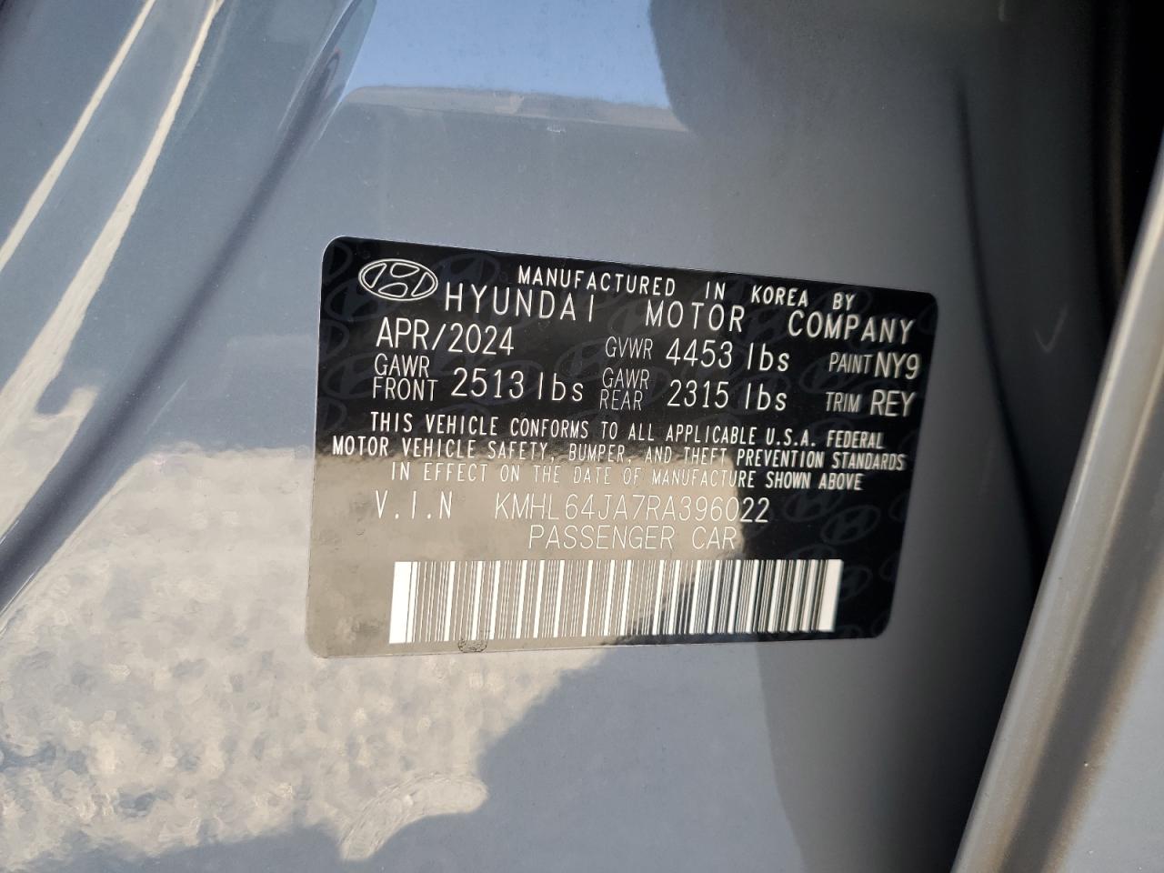 2024 Hyundai Sonata Sel VIN: KMHL64JA7RA396022 Lot: 86620665