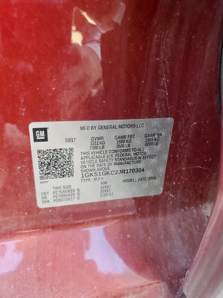 2018 GMC Yukon Xl C1500 Slt VIN: 1GKS1GKC2JR170304 Lot: 86274775