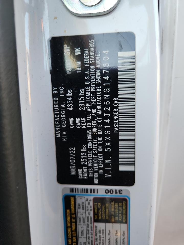 2022 Kia K5 Lxs VIN: 5XXG14J26NG147304 Lot: 90365365