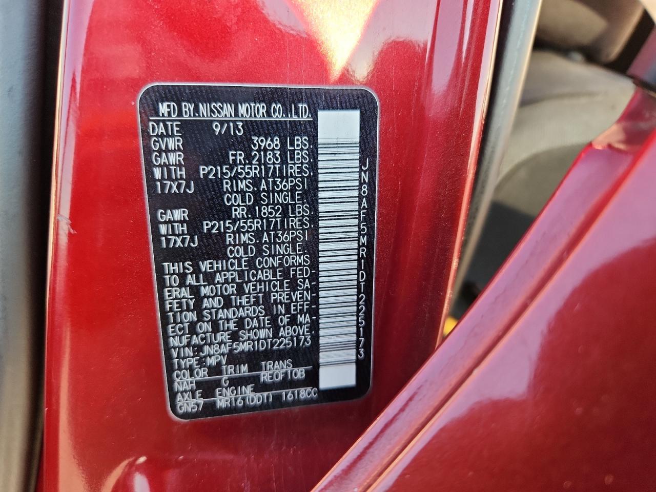 2013 Nissan Juke S VIN: JN8AF5MR1DT225173 Lot: 86844125