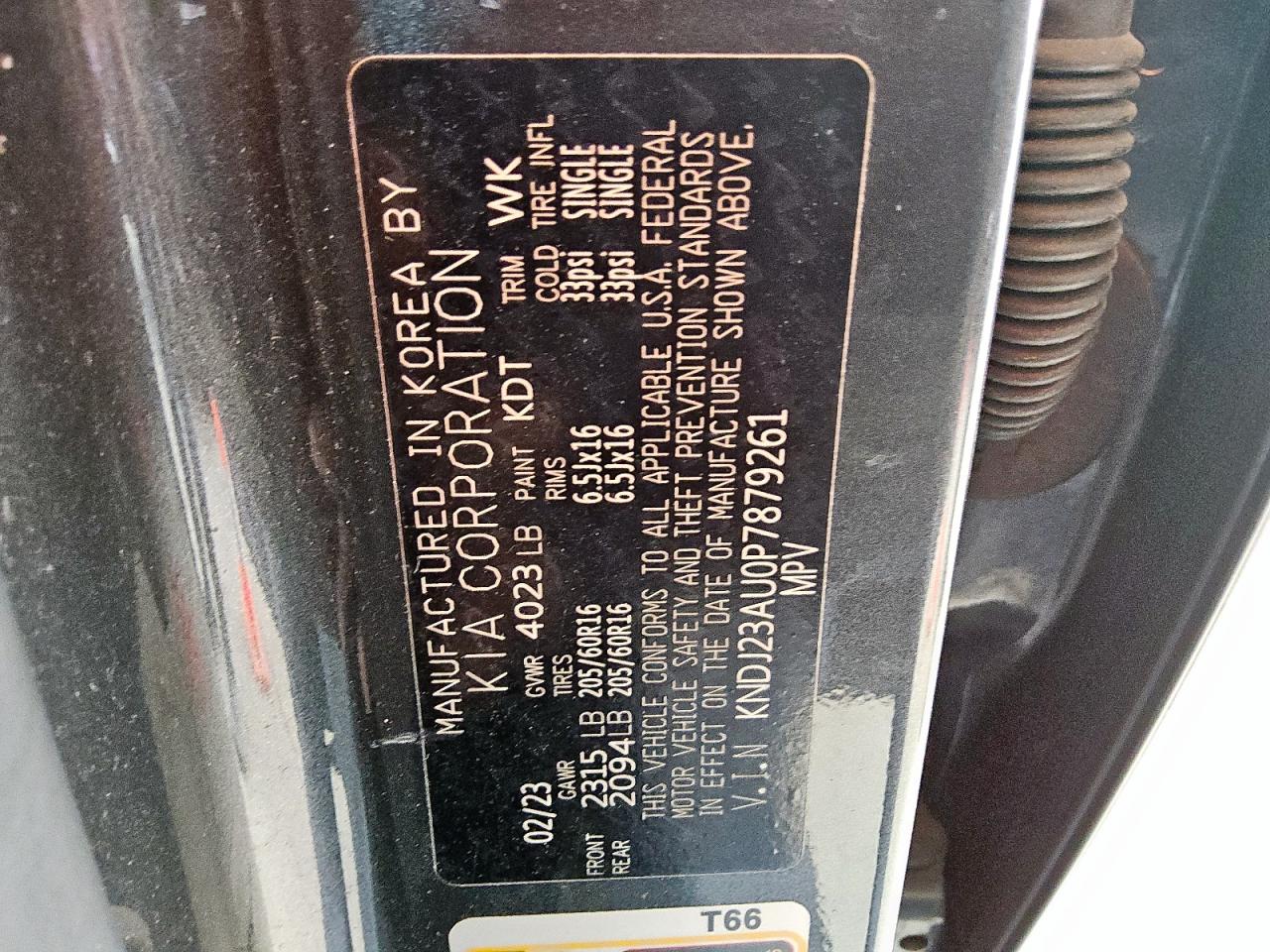 2023 Kia Soul Lx VIN: KNDJ23AU0P7879261 Lot: 85157425