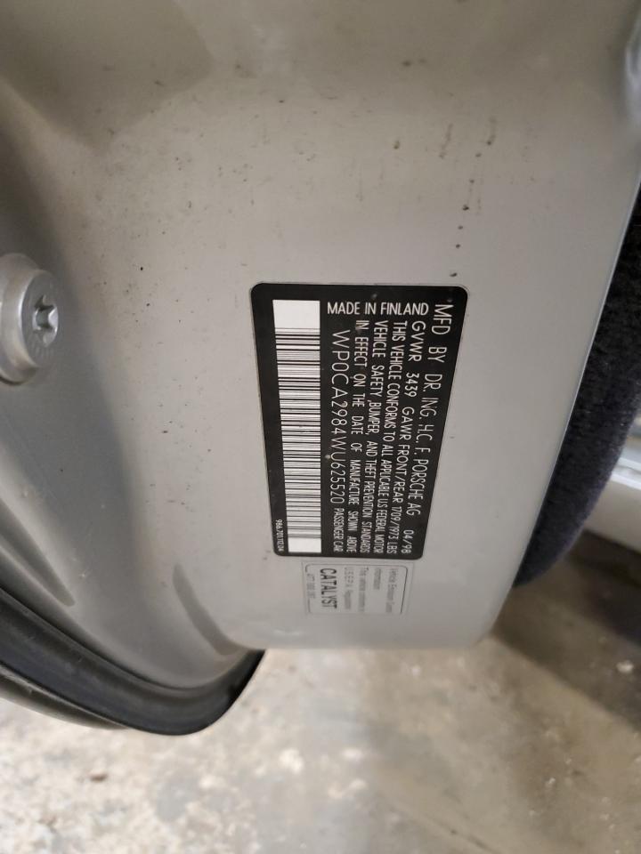 1998 Porsche Boxster VIN: WP0CA2984WU625520 Lot: 87201495