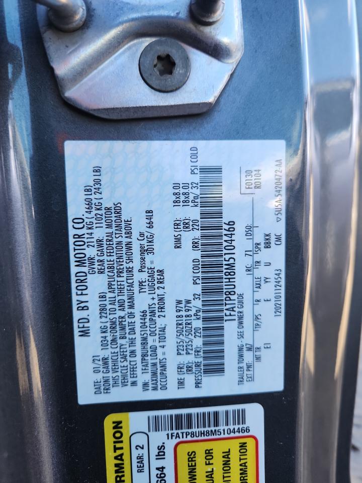 2021 Ford Mustang VIN: 1FATP8UH8M5104466 Lot: 87019385