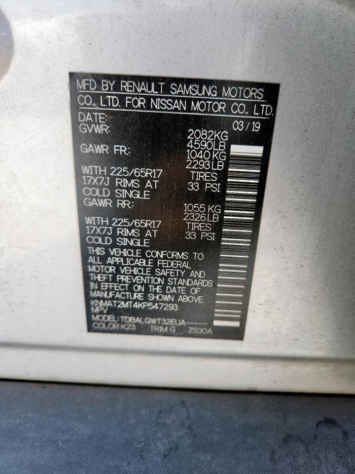 2019 Nissan Rogue S VIN: KNMAT2MT4KP547293 Lot: 82235625