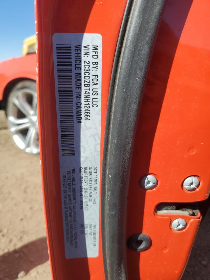 2022 Dodge Challenger R/T VIN: 2C3CDZBT4NH124664 Lot: 90252825