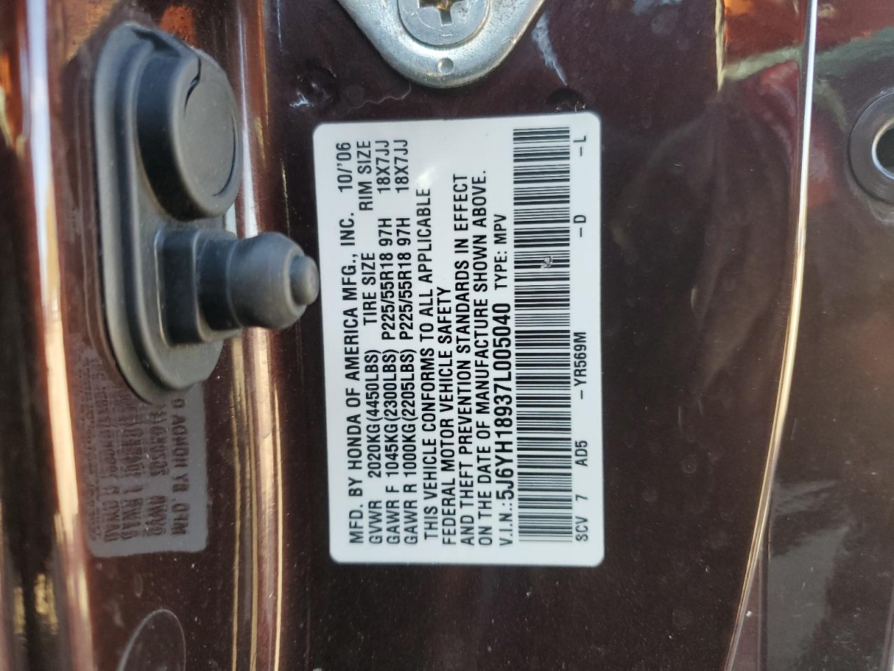 2007 Honda Element Sc VIN: 5J6YH18937L005040 Lot: 82499955