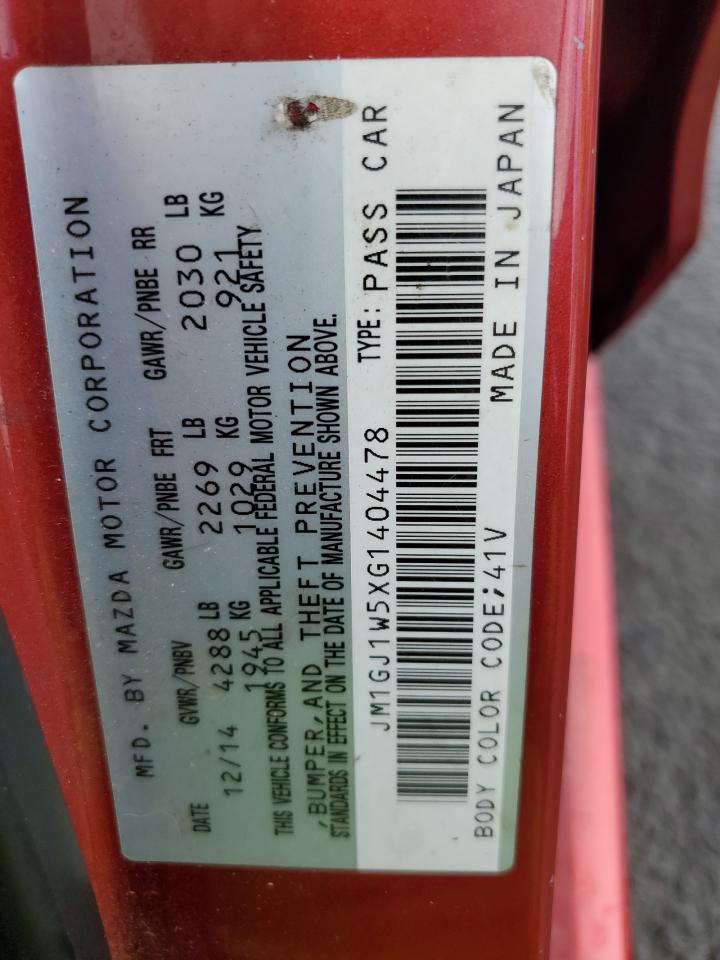 2016 Mazda 6 Grand Touring VIN: JM1GJ1W5XG1404478 Lot: 84891015