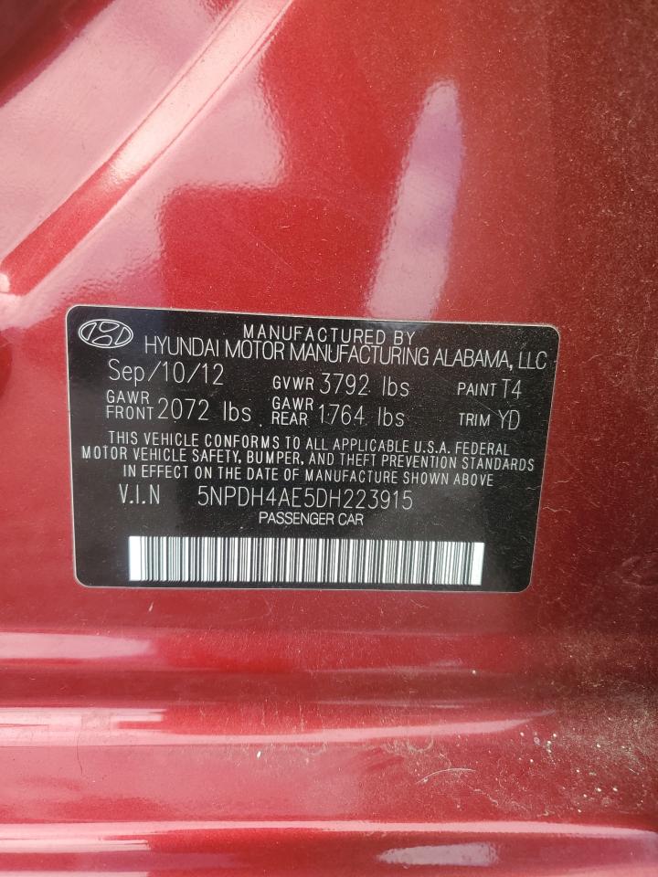 2013 Hyundai Elantra Gls VIN: 5NPDH4AE5DH223915 Lot: 85117895