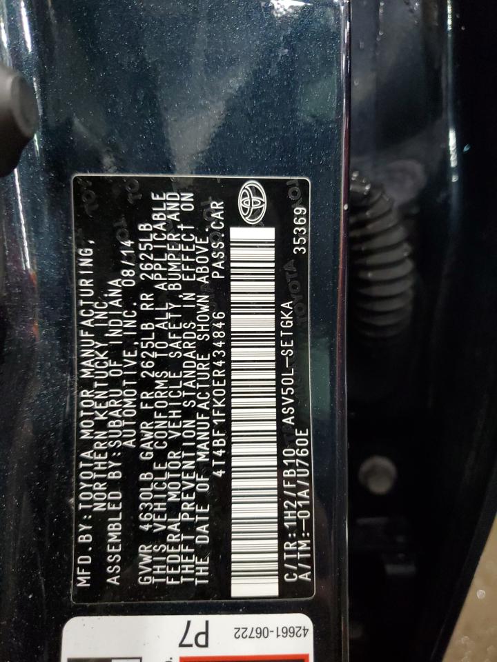 2014 Toyota Camry L VIN: 4T4BF1FK0ER434846 Lot: 85926155