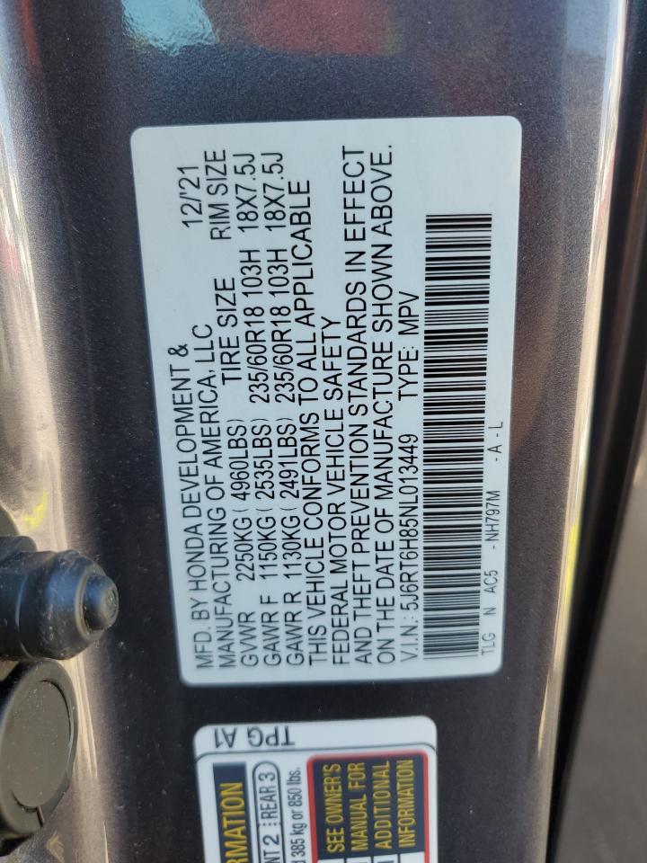 2022 Honda Cr-V Exl VIN: 5J6RT6H85NL013449 Lot: 86156235