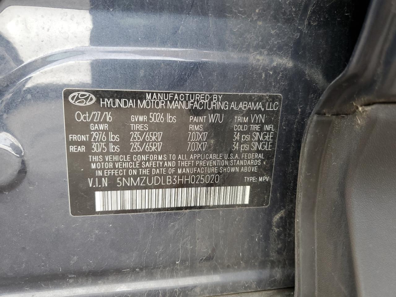 2017 Hyundai Santa Fe Sport VIN: 5NMZUDLB3HH025020 Lot: 84997425
