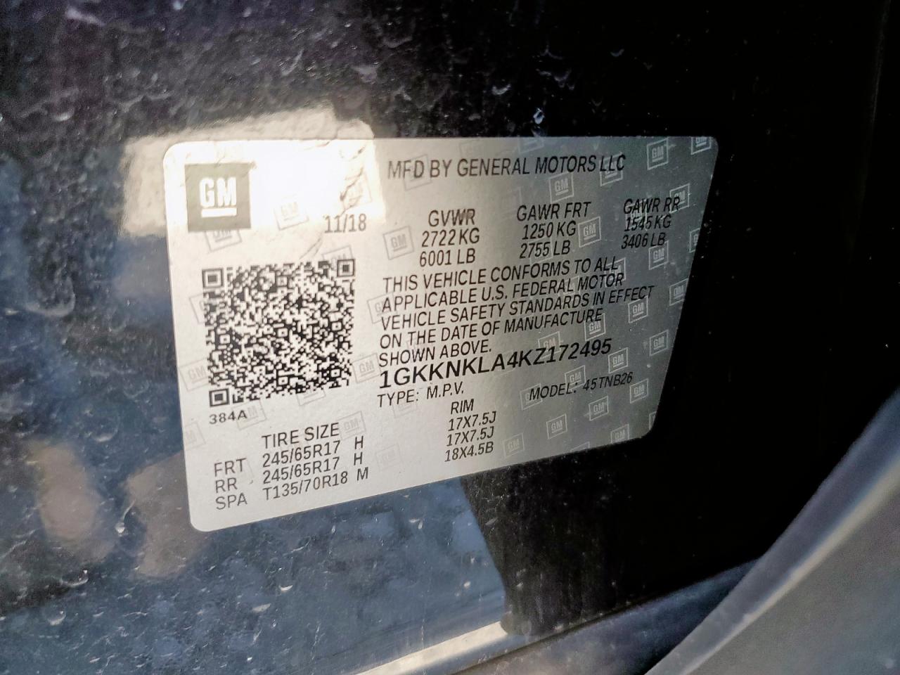 2019 GMC Acadia Sle VIN: 1GKKNKLA4KZ172495 Lot: 89902545