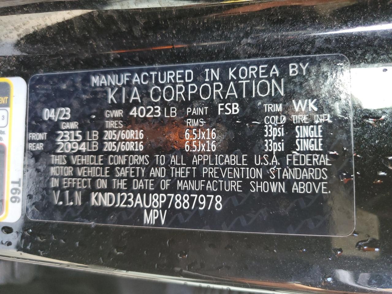 2023 Kia Soul Lx VIN: KNDJ23AU8P7887978 Lot: 81976555