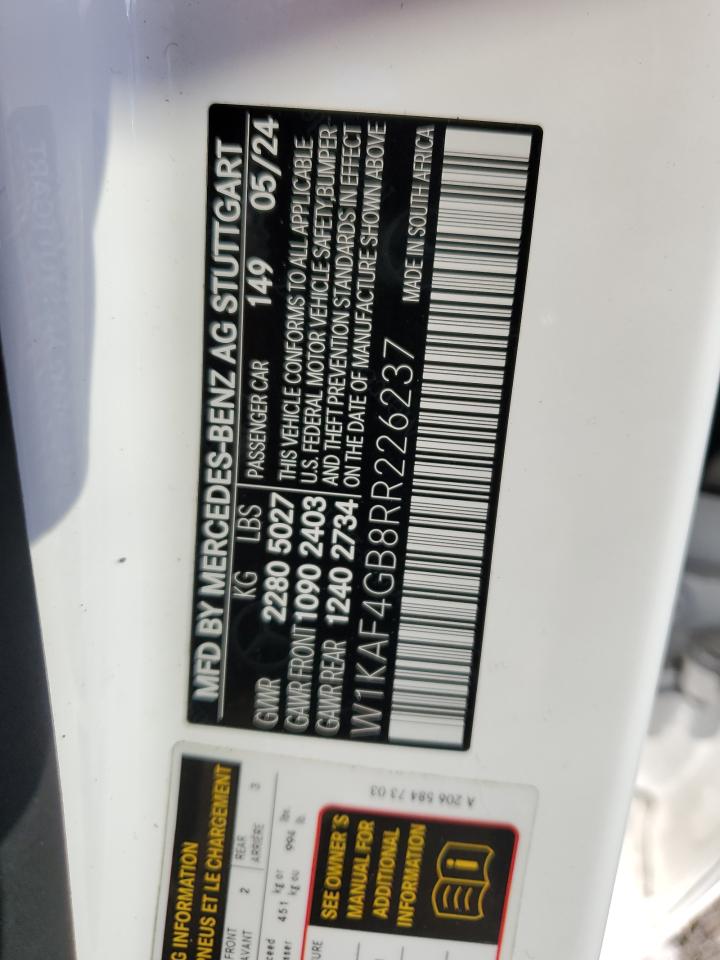 2024 Mercedes-Benz C 300 VIN: W1KAF4GB8RR226237 Lot: 87274735