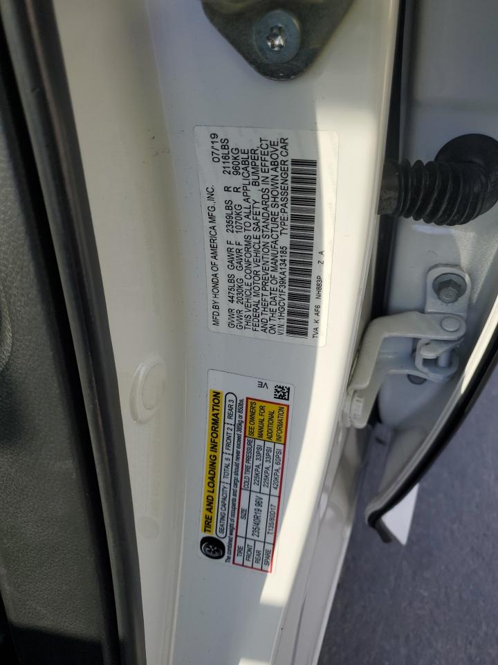 2019 Honda Accord Sport VIN: 1HGCV1F39KA134185 Lot: 86297285