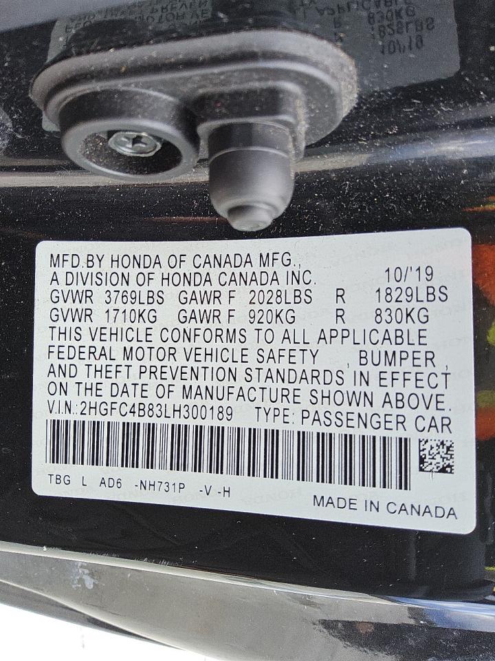 2020 Honda Civic Sport VIN: 2HGFC4B83LH300189 Lot: 80538065