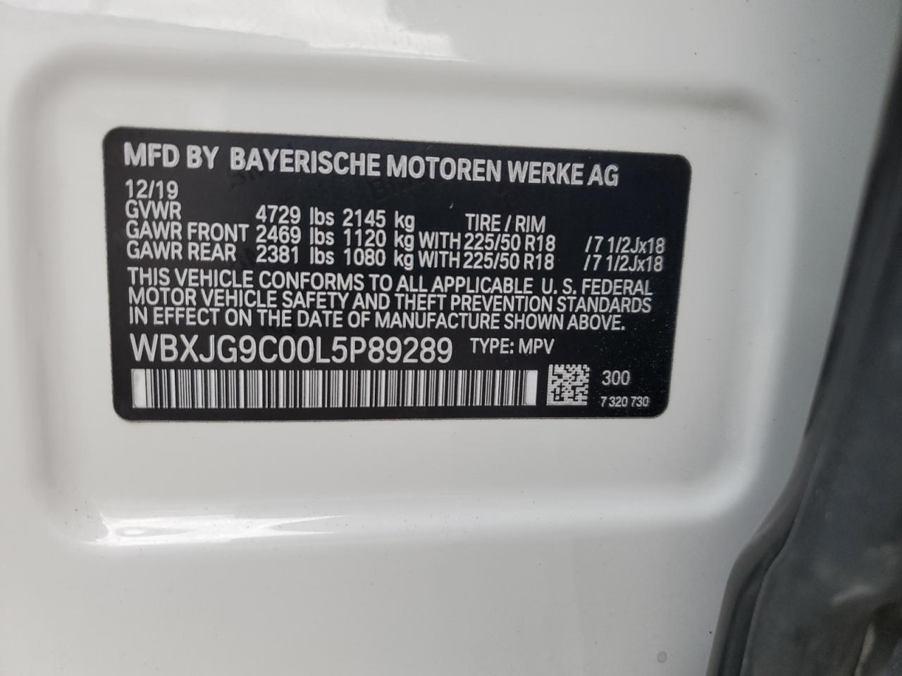 2020 BMW X1 xDrive28I VIN: WBXJG9C00L5P89289 Lot: 82357295