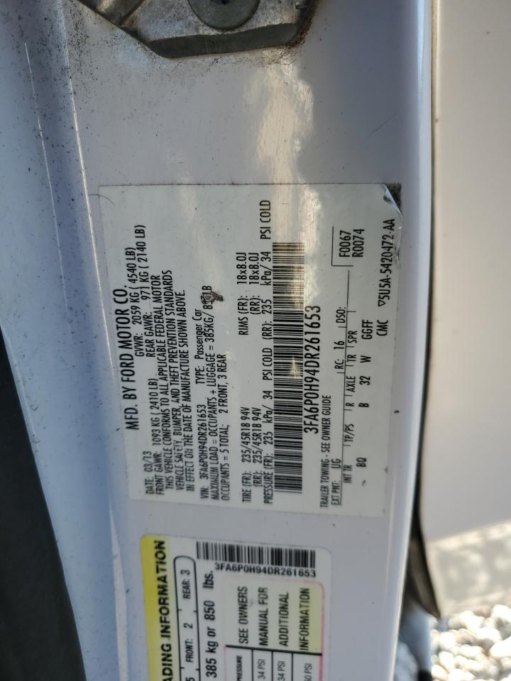 2013 Ford Fusion Se VIN: 3FA6P0H94DR261653 Lot: 82488815