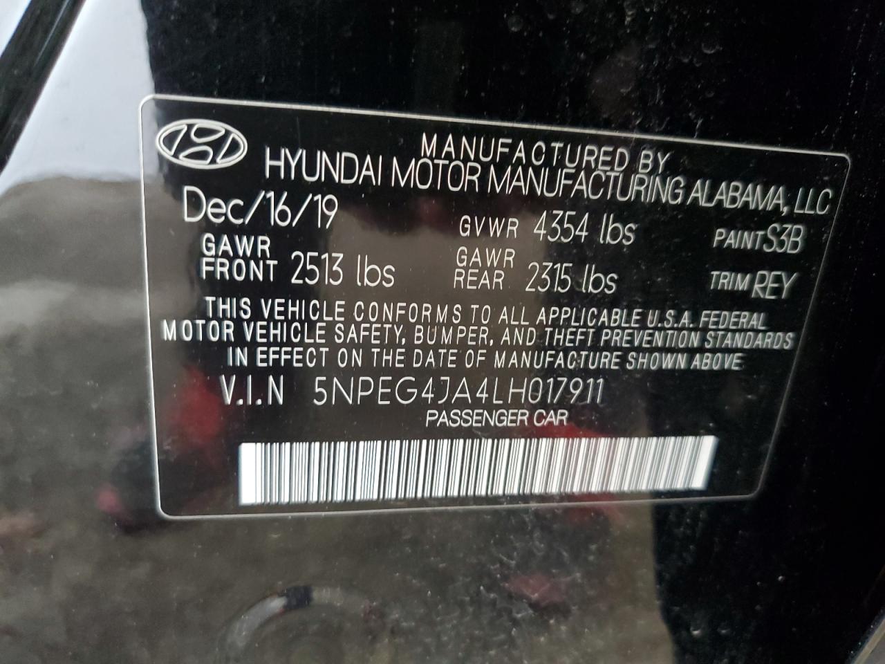 2020 Hyundai Sonata Se VIN: 5NPEG4JA4LH017911 Lot: 82718335