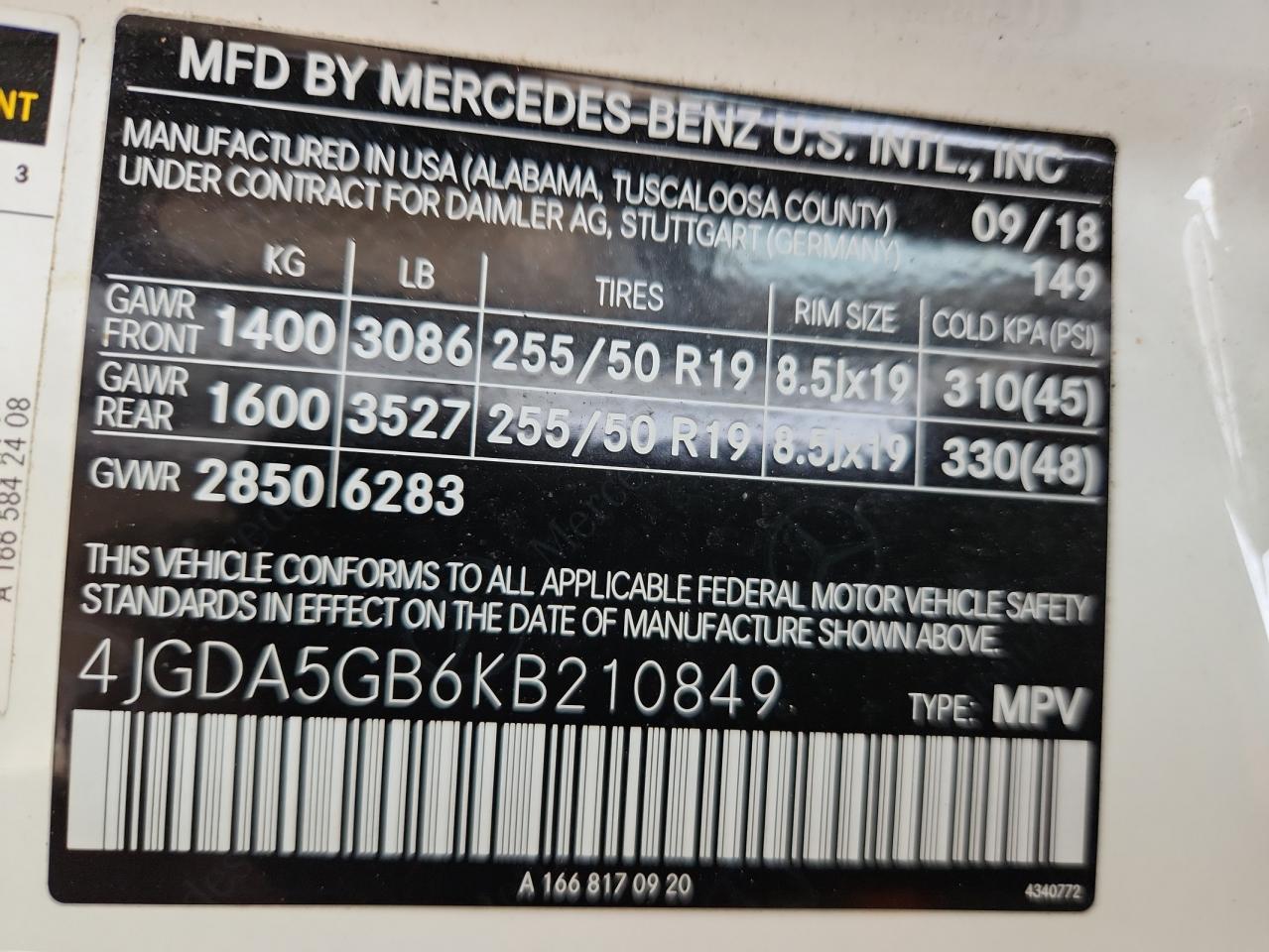 2019 Mercedes-Benz Gle 400 4Matic VIN: 4JGDA5GB6KB210849 Lot: 82333205