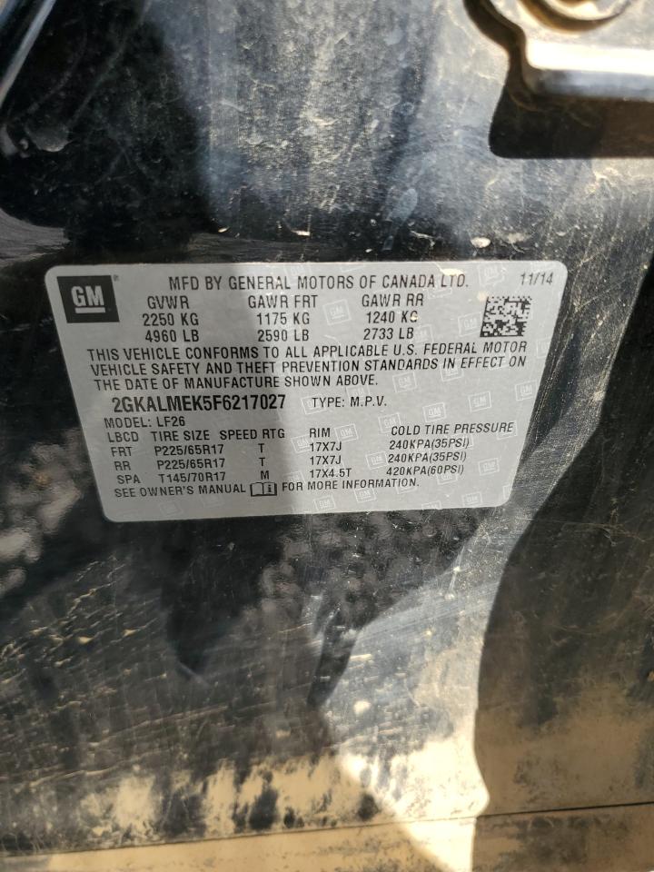 2015 GMC Terrain Sle VIN: 2GKALMEK5F6217027 Lot: 87486455