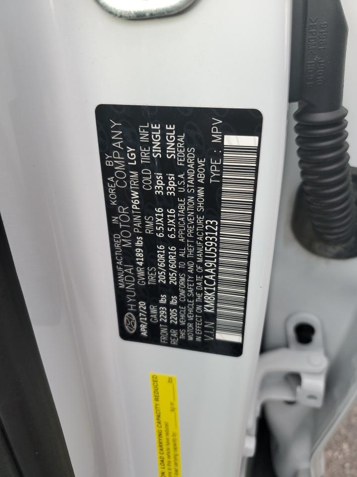 2020 Hyundai Kona Se VIN: KM8K1CAA9LU593123 Lot: 86174565